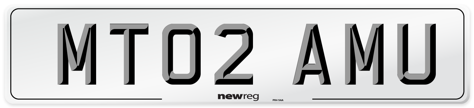 MT02 AMU Number Plate from New Reg